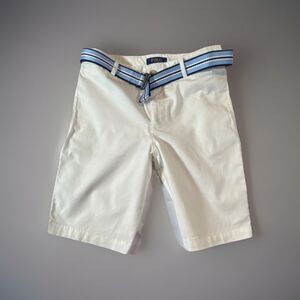 Polo Ralph Lauren Boys Chino Shorts White Size 14 Belted Flat Front